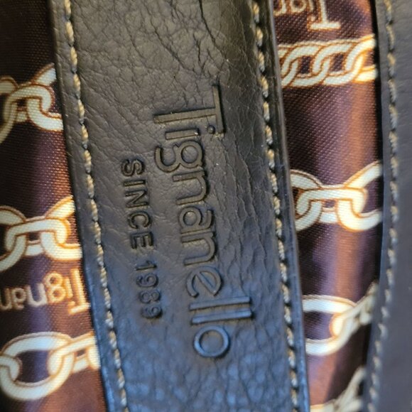 Tignanello Womens Patchwork Leather Handbag With Dual Buckle Straps & Metal Logo - Picture 4 of 9